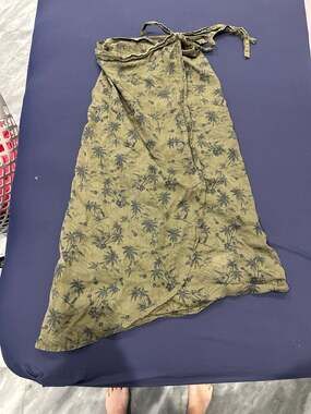 James Perse Olive Green Tropical Palm Tree Print Wrap Sarong Skirt Made in Italy